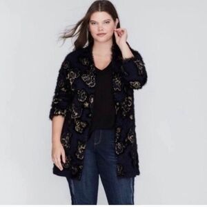 Lane Bryant Metallic Long-Line Eyelash Fuzzy Winter Cardigan Size 14/16